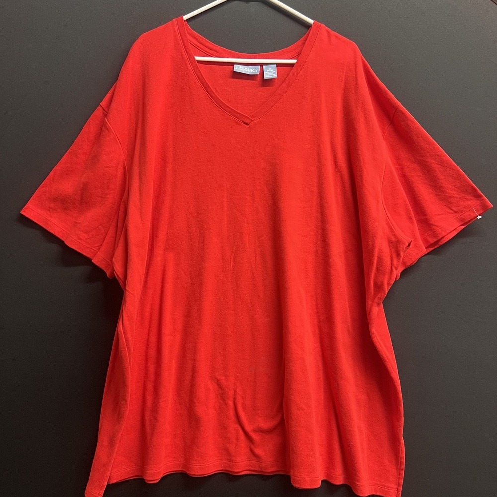 Liz & Me Top 4X Red Short slv Shirt Stretch